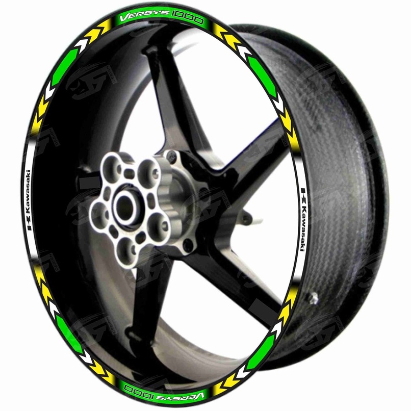 Adesivo Friso Refletivo Roda Moto Kawasaki Versys 1000 M01 verde amarelo