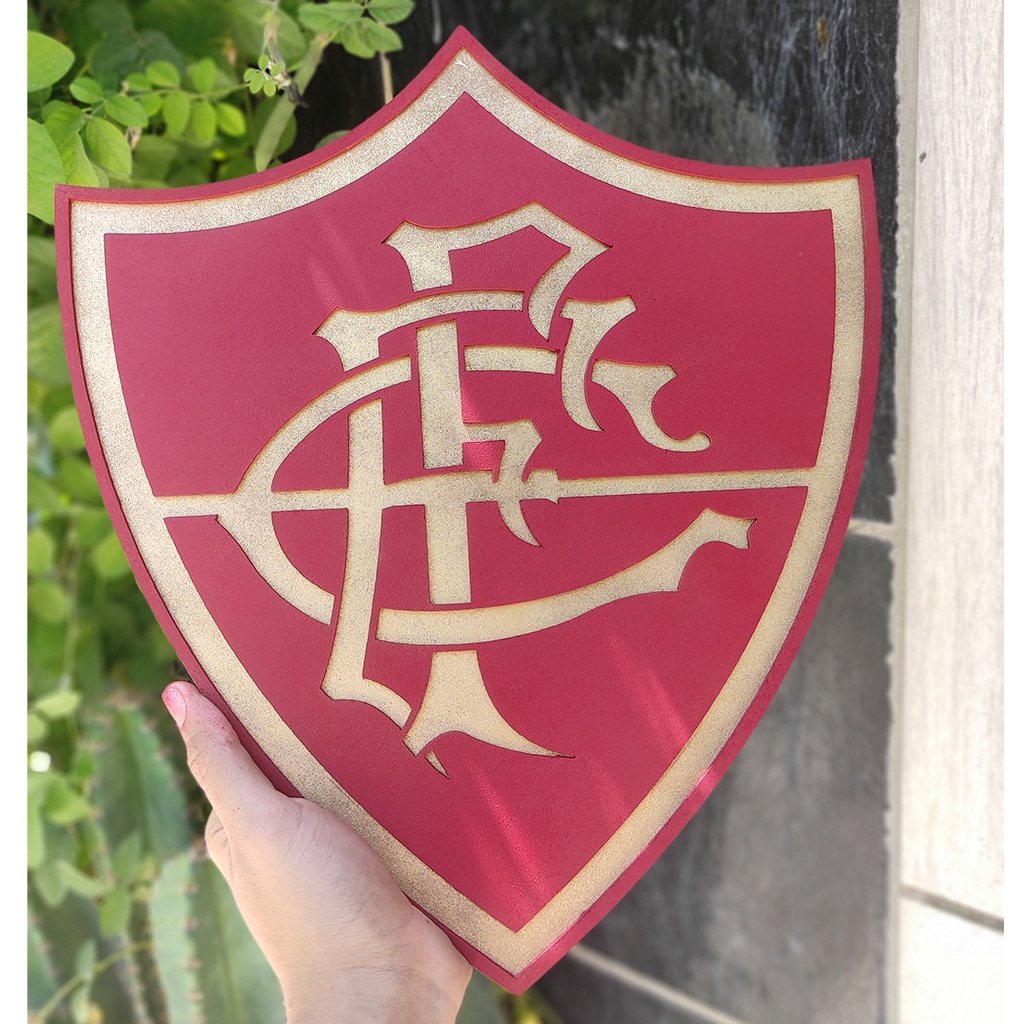 Escudo fluminense dourado no tamanho grande 50cm em alto relevo bras o
