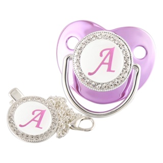 Chupeta De Bebê Roxa Com Letra Inicial E Clipe Pendente De 0 A 18 Meses em Oferta na Shopee