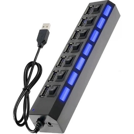 Hub Usb 7 Portas Com Chave Seletora 2.0 High Speed Pen Drive