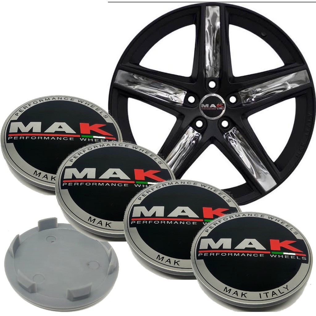Kit 4 Calota Miolo Tampa Centro Miolo de Roda Mak Italy Tsw Preto em Oferta na Shopee