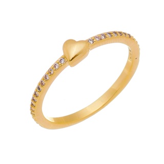 Anel Feminino Coração com Pedrinhas Amoeto Banho Ouro 18k