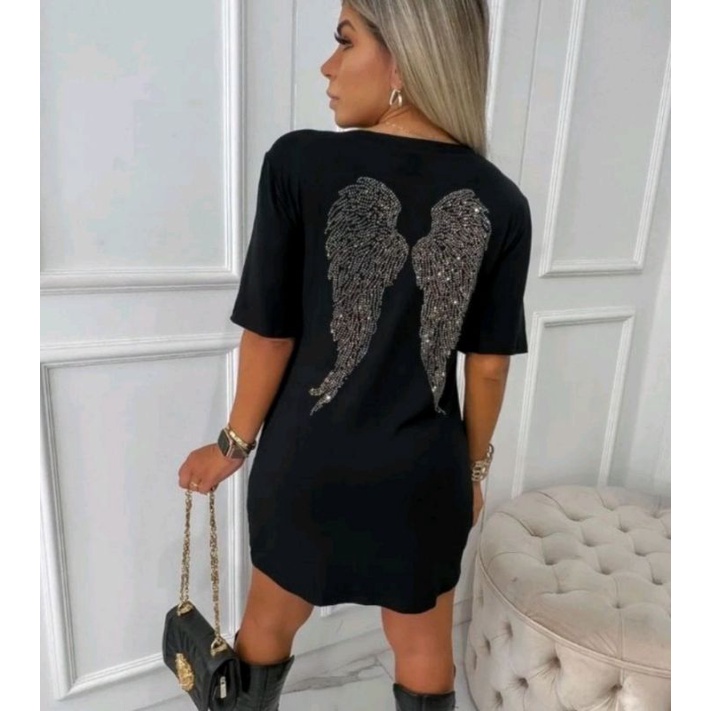 Blusa Feminina Asa Maxi T-shirt Camisetão Asas