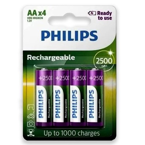 Carregador de Pilhas Recarregável Philips c/ 4 pilhas bivolt