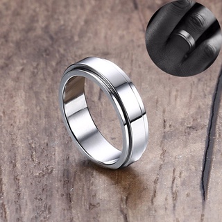 Anel Giratório Para Masculino E Mulheres 6mm Aço Inoxidável Rotativo Casamento