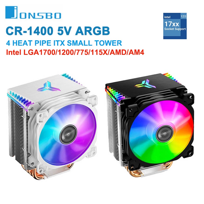 JONSBO CR-1400 Cano De Calor Branco/4 Torre 5V ARGB CPU cooler ITX Ar-cooled intel LGA1700 115X 1200 AM4 Silencioso Ventilador De Refrigeração Do Radiador