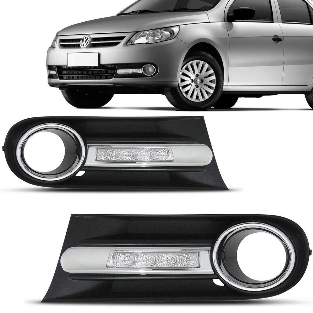 Kit Moldura Drl Gol Saveiro Voyage G5 09 10 11 12 13 Com Led