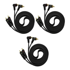Kit 03 Cabos Rca 1 Metro Preto Flexivel Caixa Bob Som