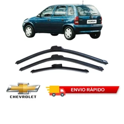 Jogo Palheta Limpador Parabrisa Dianteiro + Traseiro Corsa Hatch 1994 a 2002 ENCAIXE GANCHO