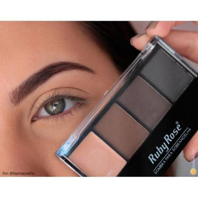 Paleta de Sombrancelha Ruby Rose Design Pigmentacao e Fixar a Paleta Sombra 3 Cores e 1 Primer - Maguiagem