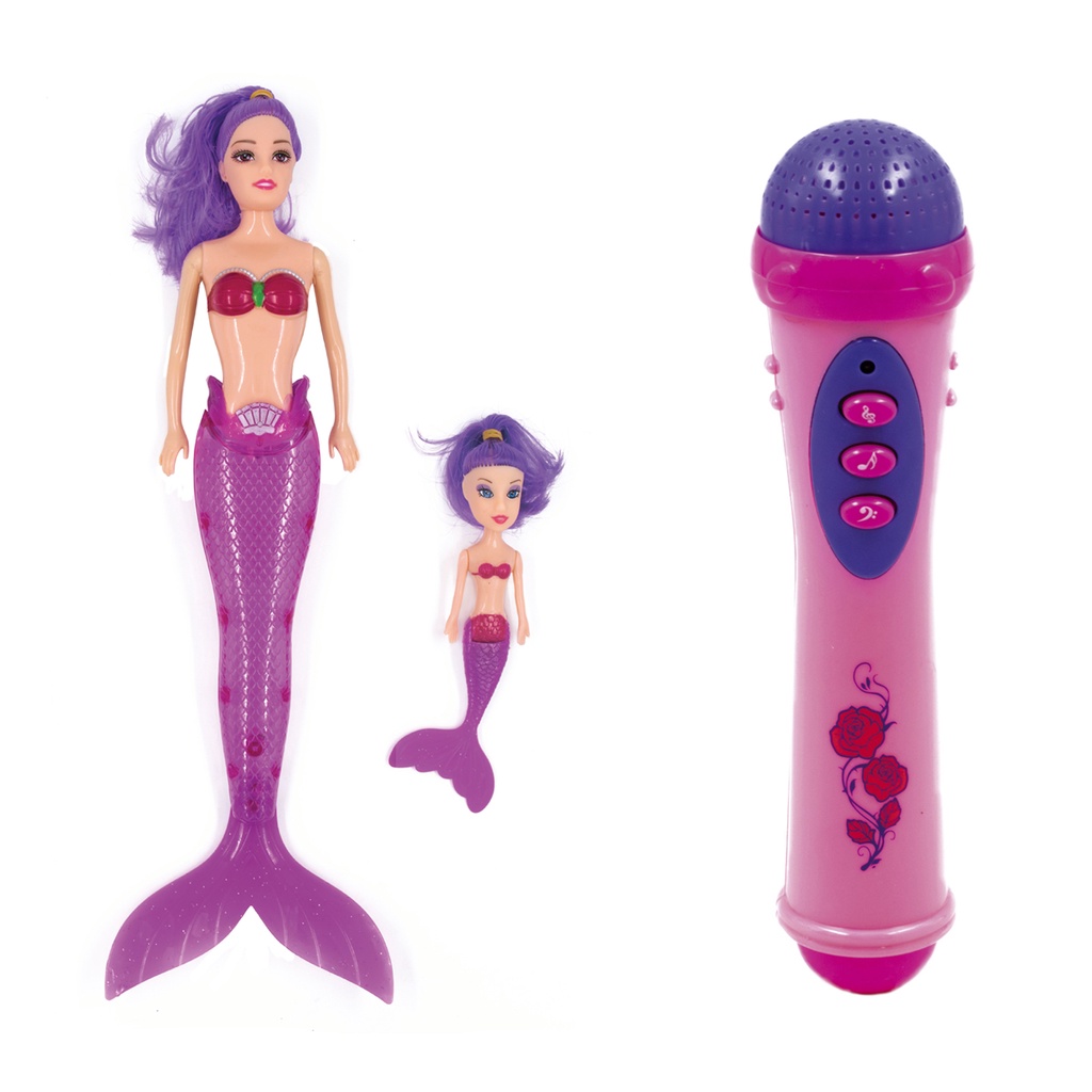 Boneca Sereia com Luz + Microfone Infantil Brinquedos Para Meninas - Pica Pau
