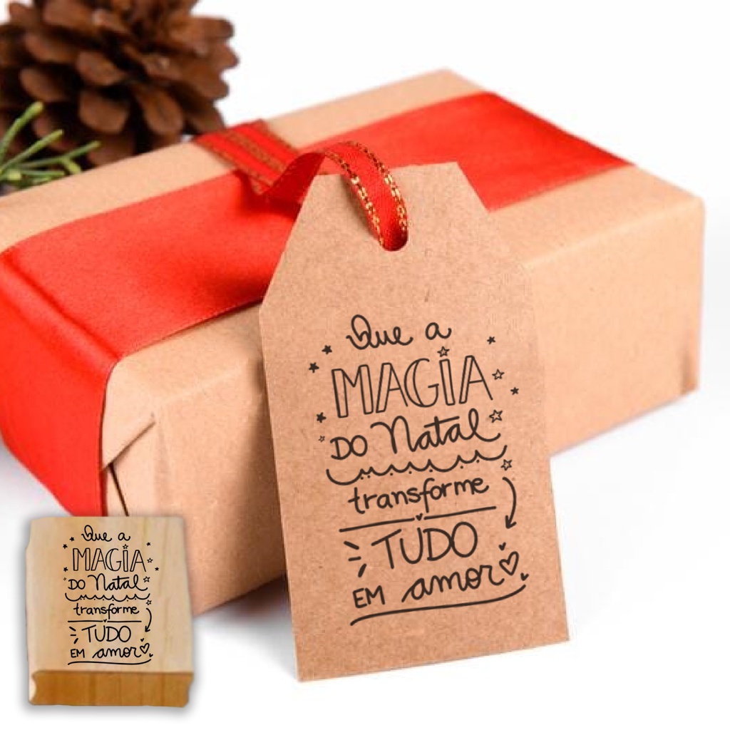 Carimbo decorar QUE A MAGIA DO NATAL TRANSFORME TUDO EM AMOR
