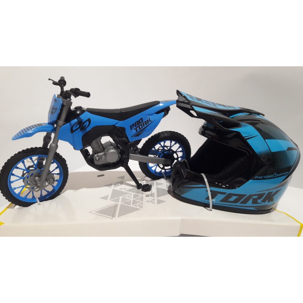 Brinquedo Miniatura moto cross e capacete Usual