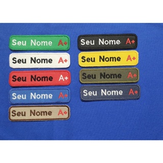 Tarjeta Nome com Tipagem Sanguínea - Bordada - Medidas 2,5 cm x 10 cm em Oferta na Shopee