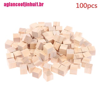 100pcs Cubos De Madeira Quadrados Em Branco Para Artesanato Em Madeira