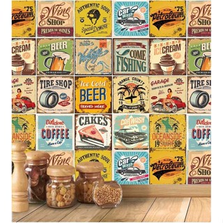 Papel De Parede Para Cozinha Azulejos Coloridos em Oferta na Shopee