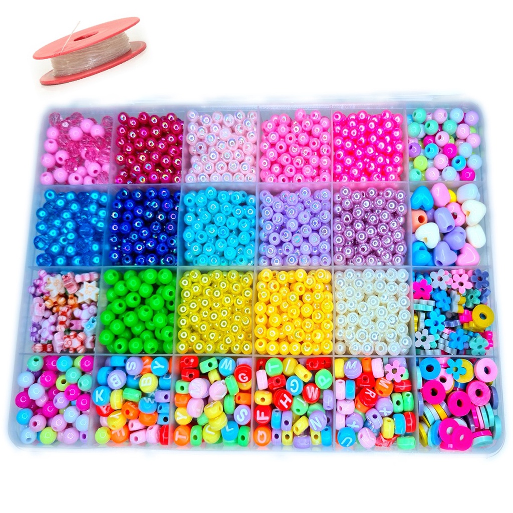 Kit Maleta Miçanga 1750 Peças Infantil Pulseira Promoção Bijuteria Letra Alfabeto
