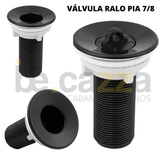 Valvula Ralo de Pia de Banheiro Lavabo Preta 7/8 Abs