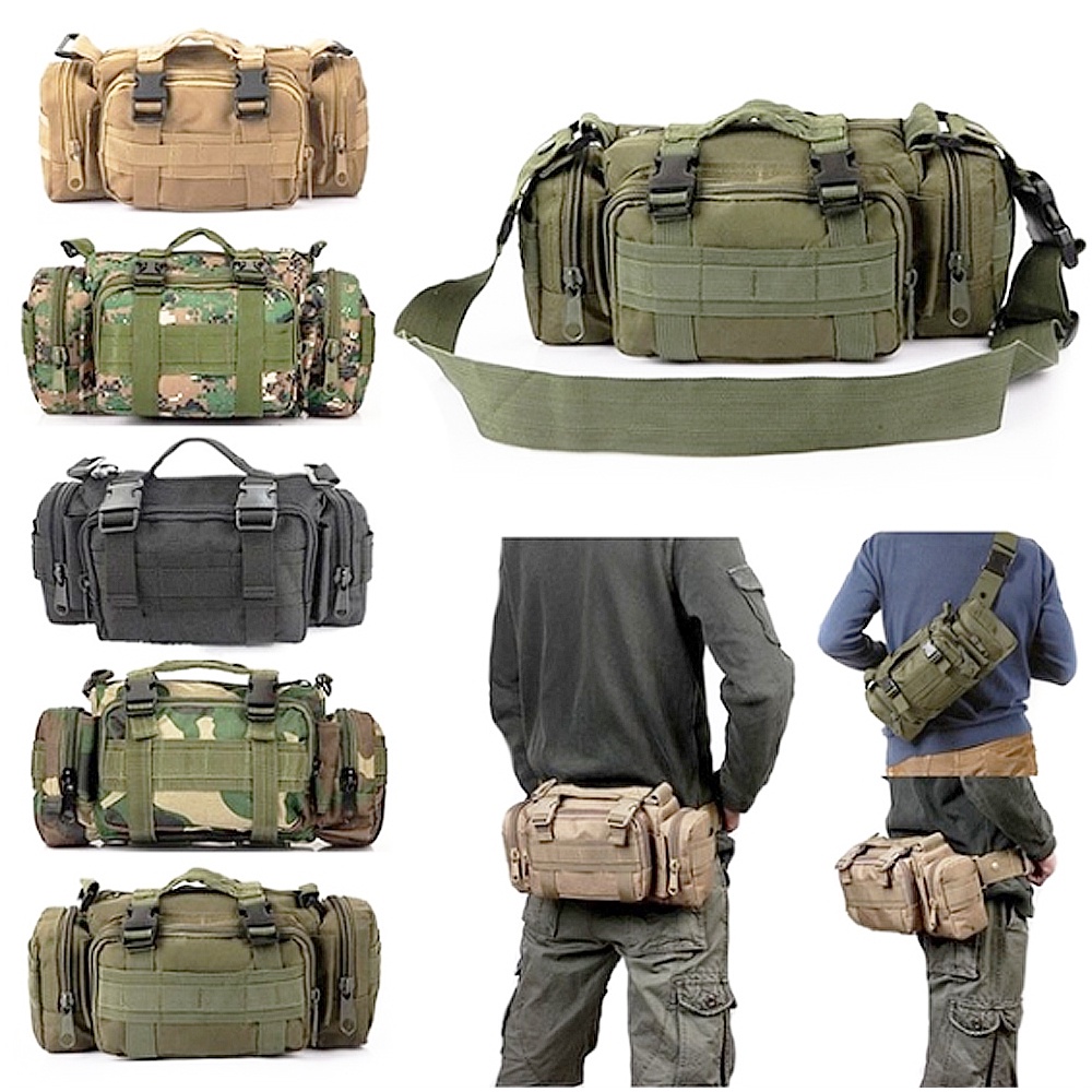 Pochete Bolsa Tática Militar Impermeável Esportiva Casual Bolsa de Cintura Masculina