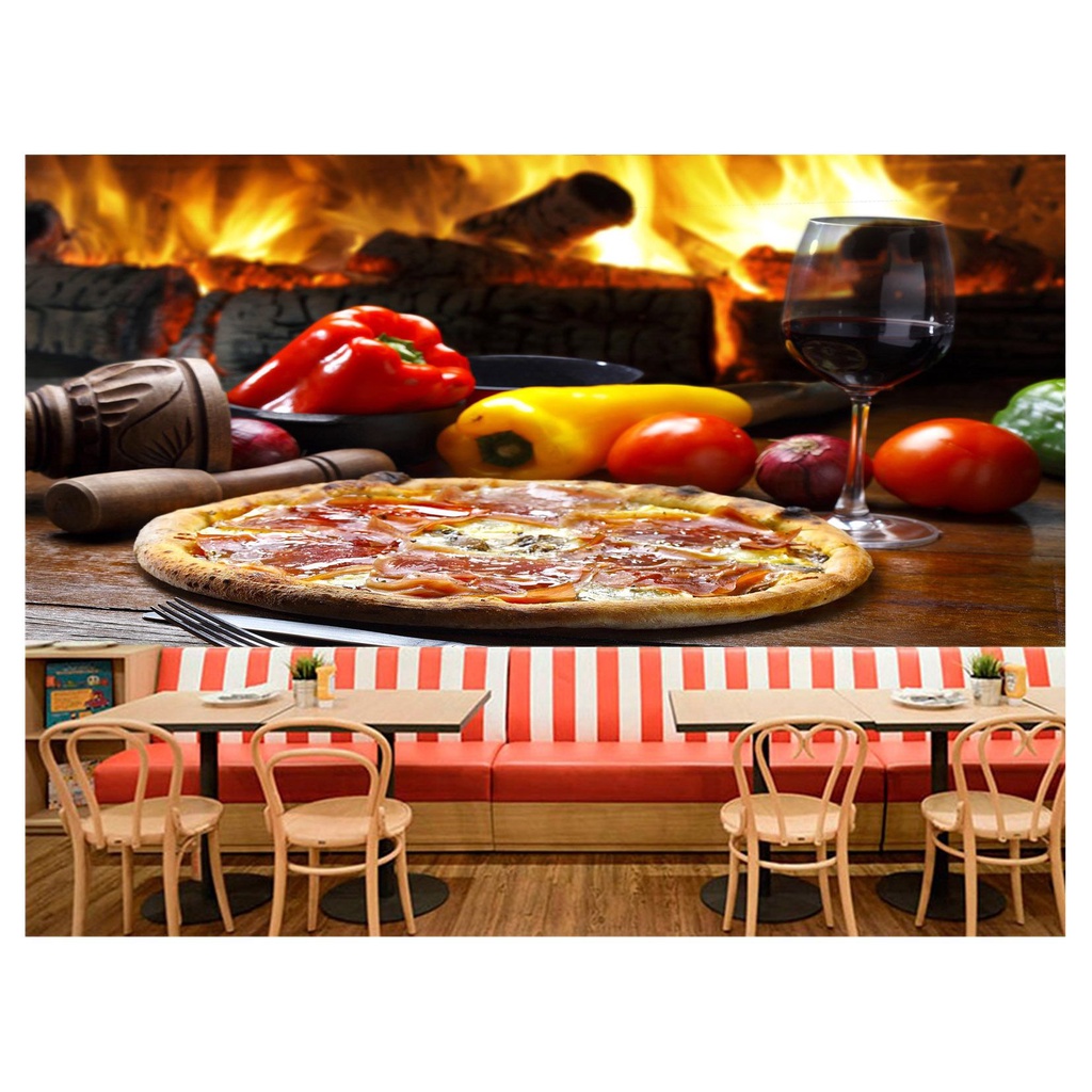papel de parede Alimento Pizza Queijo 3D 6m² AL144