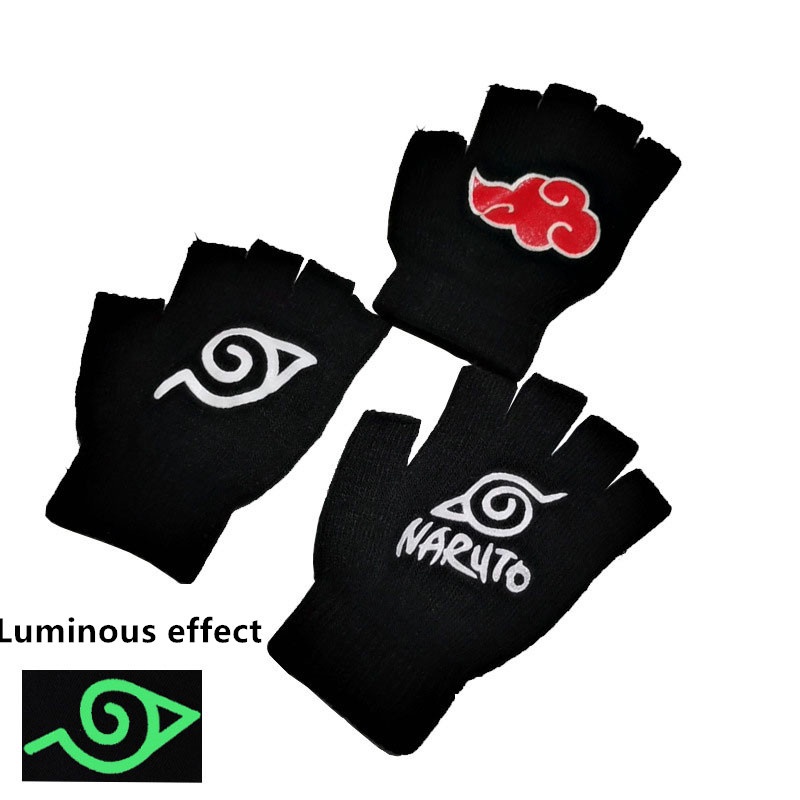 Luvas Anime Naruto Uchiha Konoha Red Cloud Logo Quente Malha Luminous Cosplay Acessórios Do Partido em Oferta na Shopee