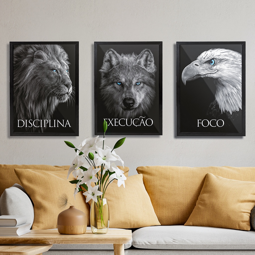 Kit 3 Quadros Decorativos Pôster Frases Quarto Casal Vidro