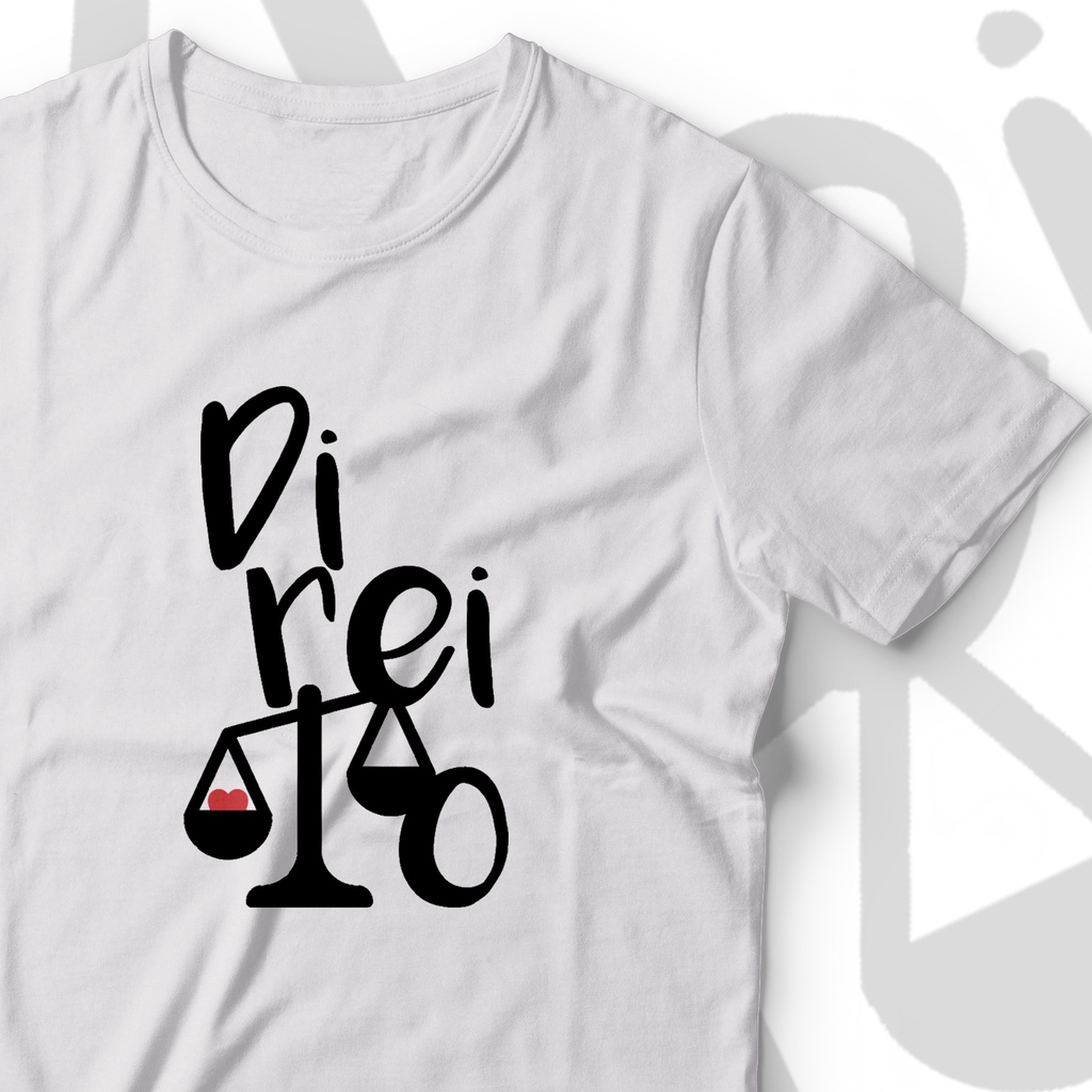 Camisa T-shirt Direito Sublimada Branca Símbolo em Malha PP Antipiling Faculdade de Direito Advogado