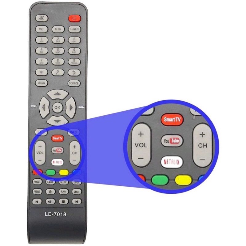 Controle Tv Tcl /Semp Toshiba Neflix Youtube - Le-7018/8026