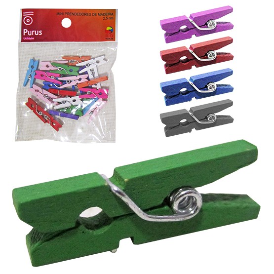 PRENDEDOR MINI DE MADEIRA COLORIDOS 2,5 CM COM 30 UNIDADES - Para recados e fotos em Oferta na Shopee