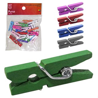 PRENDEDOR MINI DE MADEIRA COLORIDOS 2,5 CM COM 30 UNIDADES - Para recados e fotos em Oferta na Shopee
