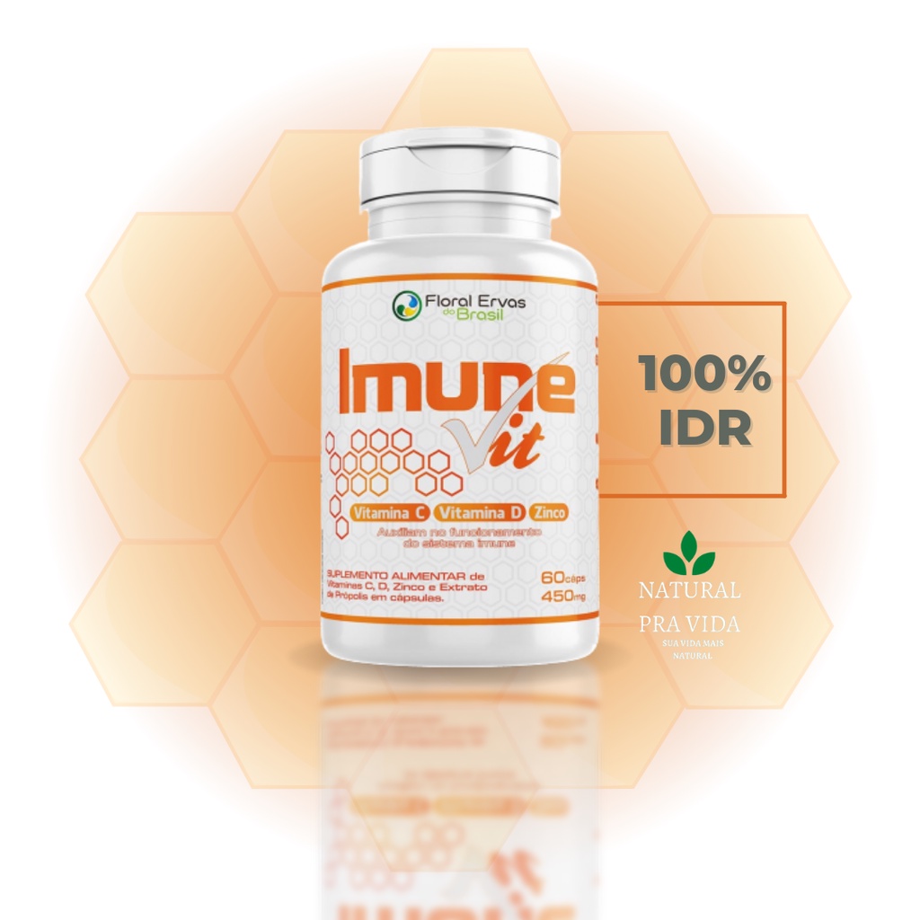 VITAMINA C +  VITAMINA D3 + ZINCO 450MG + EXTRATO DE PRÓPOLIS SISTEMA IMUNE ANTIOXIDANTE 1 AO DIA - IMUNE VIT