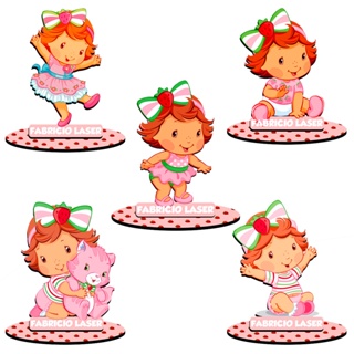 Centro De Mesa Moranguinho Baby Rosa 15 cm Lembrancinha Aniversario Totem Display Nome + Idade em Oferta na Shopee