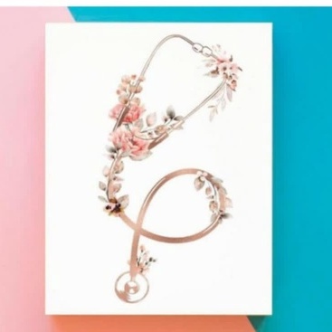 Plaquinha Quadro Decorativo Personalizado Estetoscópio Com Flores Médica Medicina Para Consultório 20x30