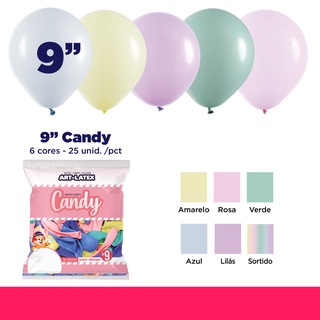 Balão Candy 9" Diversas Cores – 25 Unid – Art Latex