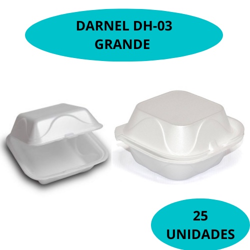 25 Unidades Hamburgueira Embalagem de Isopor Para Hamburguer  Sanduíche Batata Frita Uso Delivery - GRADE H 03
