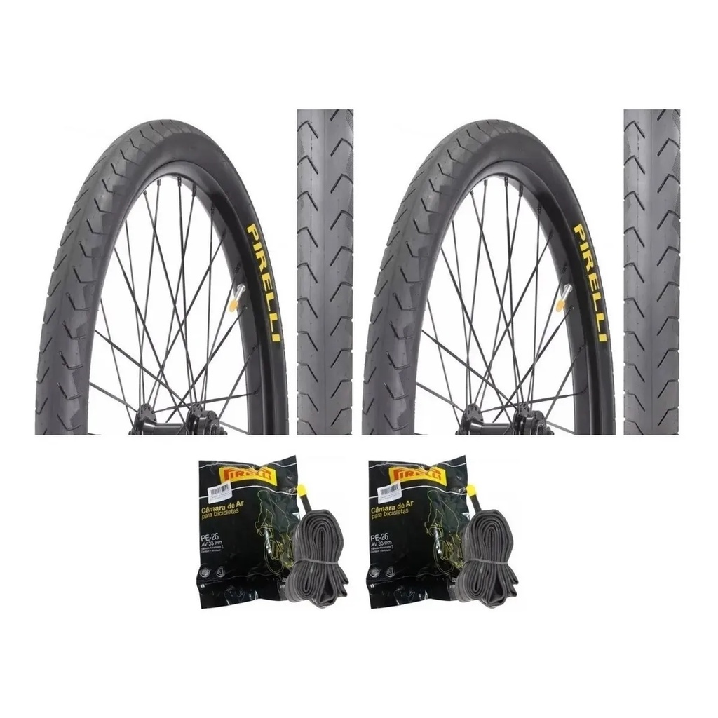 Par Pneu Bike Pirelli Phantom Street Slick Aro 26 X 1.50 + 2 Camaras