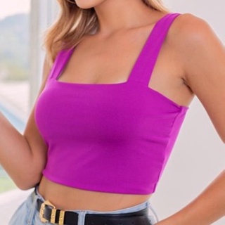 Cropped Alça Grossa Suplex Roxo Fucsia em Oferta na Shopee