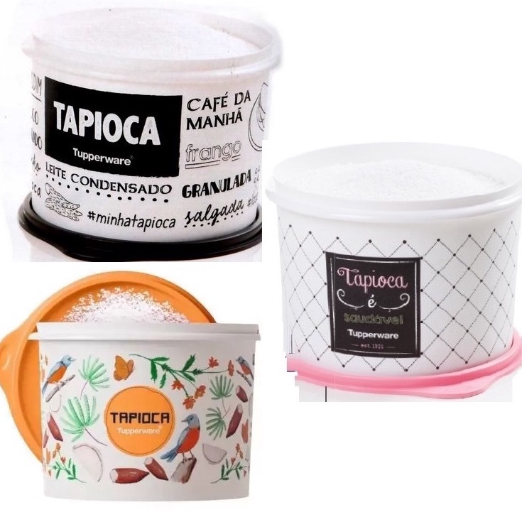 Tupper Caixa Tupperware Pote Para Tapioca Bistrô Ou Preto E Branco PB 1,7 Litro