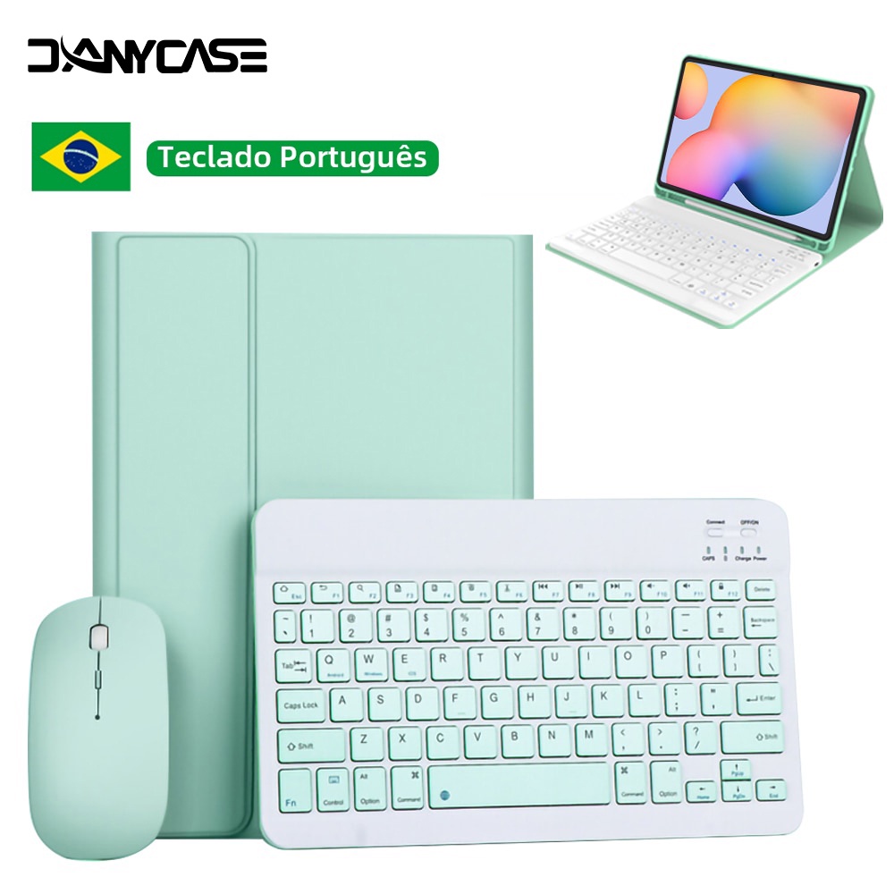 Capa Para Samsung Galaxy Tab S6 Lite 10.4 S7 S8 11 S7 Plus S7 FE S8 12.4 Com Teclado Bluetooth Tablet Magnético Protetora Concha