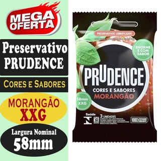 Camisinha Preservativo Prudence XXG Morangão 58mm Com 3 Unidades