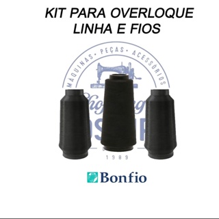 kit de linha e fios para overloque marca bonfio cor preto em Oferta na Shopee