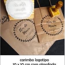 Kit Carimbo P/ Sacola Kraft Personalizado com sua logomarca até10x10cm + 1 Almofadas + 1 Tintas em Oferta na Shopee
