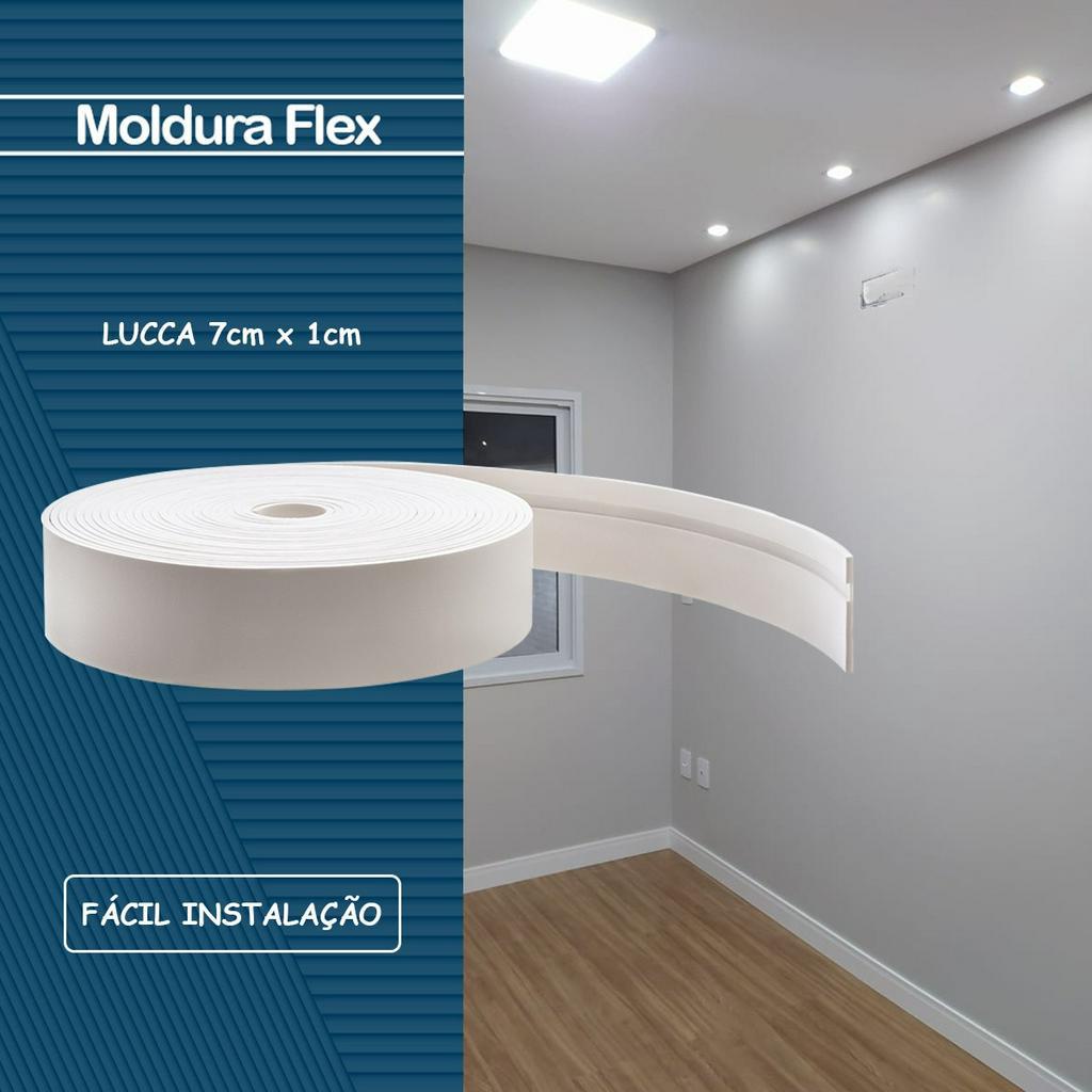 Rodapé Eva Flexível Autoadesivo 7cm x 1cm Lucca 15 Metros