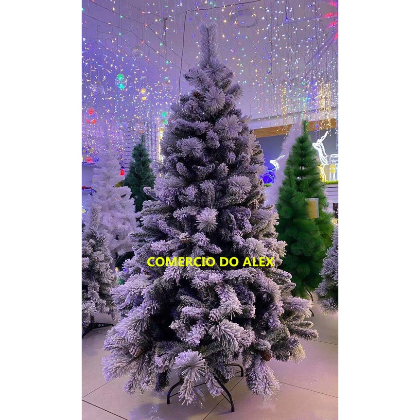 Árvore De Natal Nevada Luxo C Pinhas 2,10m 1062 Galhos Aw221 | Shopee Brasil