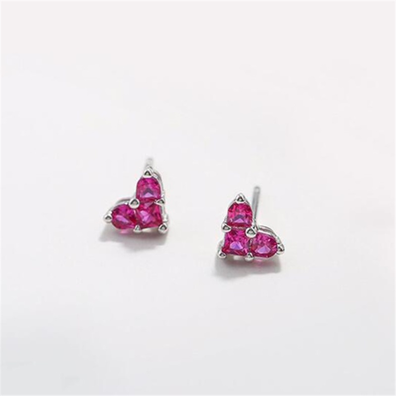 Novo Estilo Romântico 925 Brincos de Prata Sterling Diamantes Diamantes Lindo Amor Temperamento em Forma de Coração Mini Brincos Feminino CE177