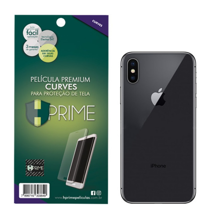 Kit com 3 Películas Premium HPrime Apple IPhone X - VERSO - Curves (Se Adere Na Parte Curva Do Aparelho)