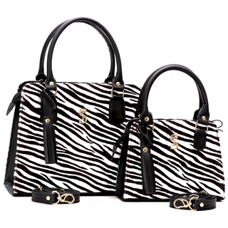 Bolsa Feminina Zebra Kit Tal Mãe Tal Filha Mini Transversal de lado e de Mão Bolsa Tiracolo com Bolsinha Pequena Zebrinha