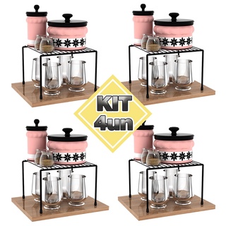KIT 4 Organizador De Armário Para Cozinha Prateleira Pequeno