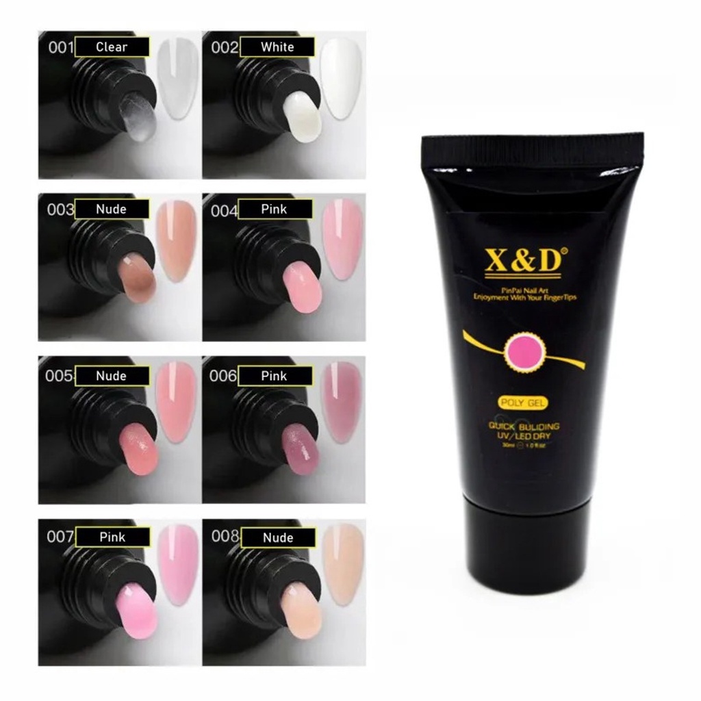 Polygel X&D Powder Gel Led Uv kit Alongamento de unha 30ml Nail Acrygel XED Acrigel Zed