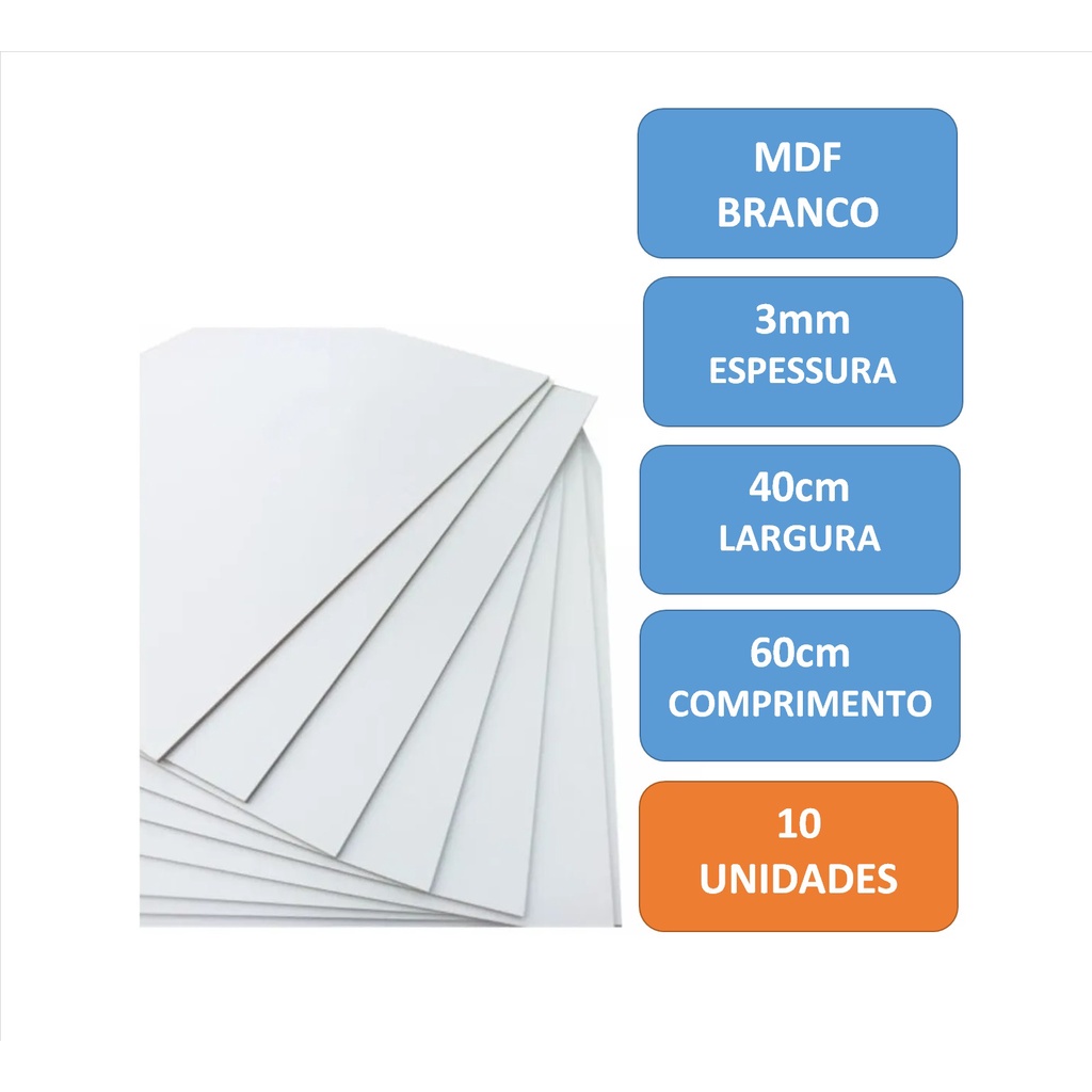 10 Placas Quadros Chapa Mdf Branco 3mm 40x60 Artesanato Foto